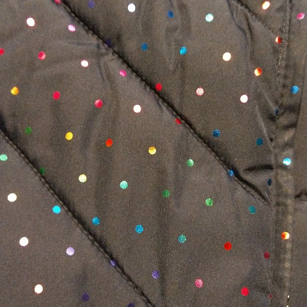 2/$20 GAP navy puffer vest with rainbow colored polka dots size L - Picture 5 of 5